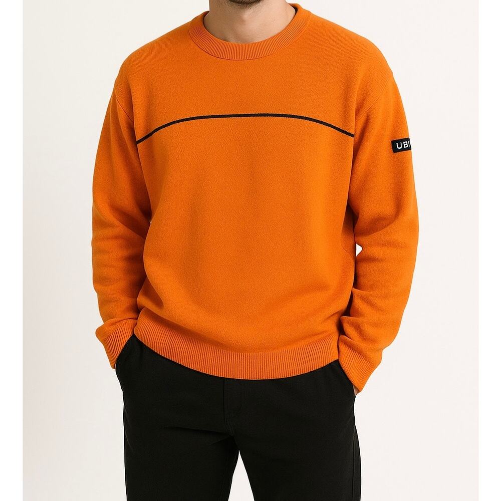 Vintage Men's 90's Y2K Orange Union Bay Pullover Crewneck‎ Knit Sweater Baggy L